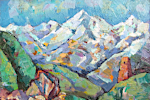 'Village in the mountains', 50 x 50,5 cm, oil on fiberboard, Svirsk, 2002