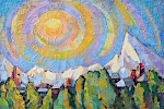 'Sun and mountains', 50 x 44 cm, oil on canvas, Svirsk, 2001