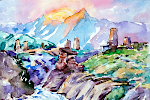 'Towers', 34,5 x 42, watercolor on paper, Svirsk, 1998